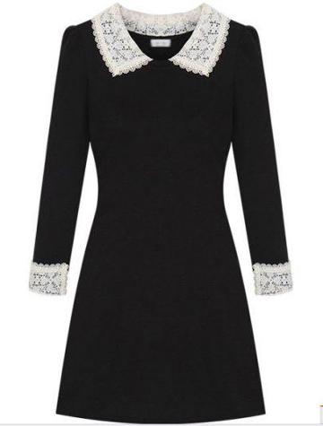 Shein Dark Grey Contrast Lapel Long Sleeve Dress