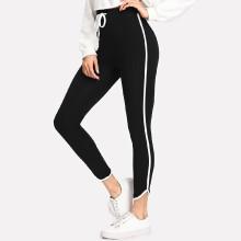 Shein Drawstring Waist Binding Detail Leggings