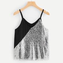 Shein Sequin Panel Color-block Cami Top