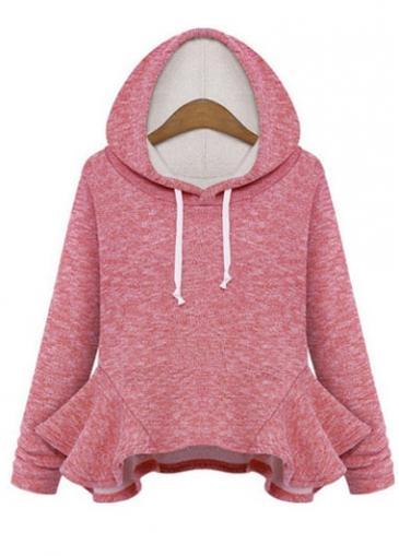 Rosewe Vogue Red Hooded Collar Long Sleeve Woman Sweats