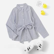 Shein Girls Pinstripe Button Up Shirt