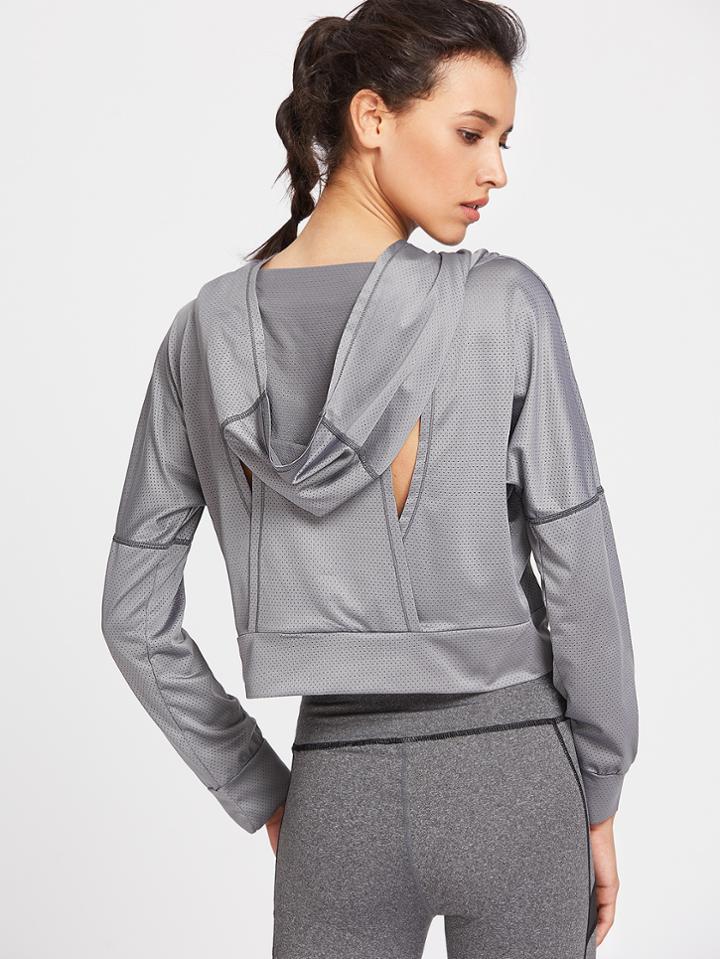 Shein Active Drop Shoulder Cut Out Back Gym Hoodie