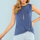 Shein Twist Dip Hem Solid Shell Top