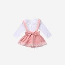 Shein Toddler Girls Contrast Lace Jumpsuit With Skirt