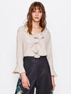 Shein Jabot Drop Shoulder Frill Cuff Shirt