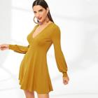 Shein Plunging Neck Fit & Flare Solid Dress