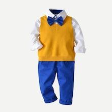 Shein Toddler Boys Solid Shirt & Pants & Knit Vest