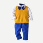 Shein Toddler Boys Solid Shirt & Pants & Knit Vest