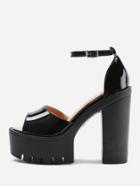 Shein Patent Leather Platform Heeled Sandals