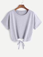 Shein Tie Front Crop Tee