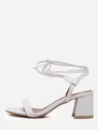 Shein White Faux Suede Open Toe Strappy Pumps
