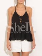 Shein Black Halter Lace Up Criss Cross Cami Top