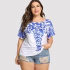 Shein Plus Boat Neck Printed Tee