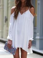 Shein White Off The Shoulder Dip Hem Top