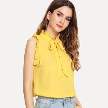 Shein Tie Neck Frill Detail Top