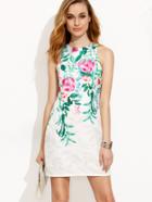 Shein Floral Print Round Neck Sleeveless Sheath Dress