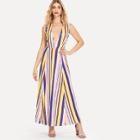 Shein Deep V Neckline Striped Dress
