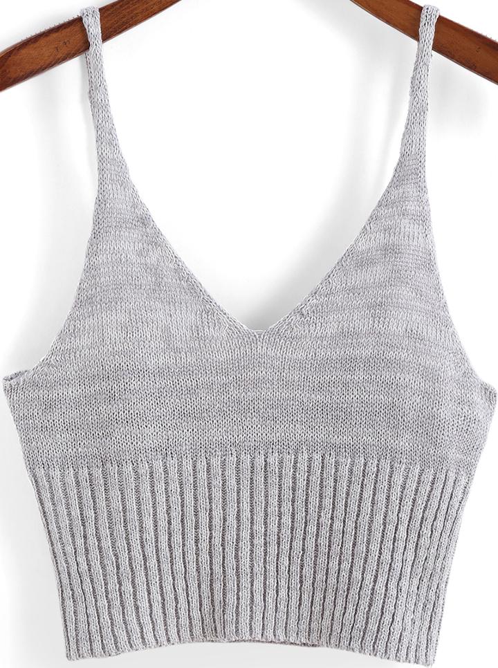 Shein Grey Spaghetti Strap Knit Cami Top