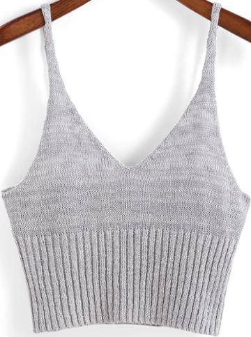 Shein Grey Spaghetti Strap Knit Cami Top
