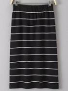 Shein Black Striped Slim Long Skirt