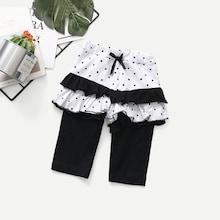 Shein Toddler Girls Polka Dot Ruffle Trim Pants