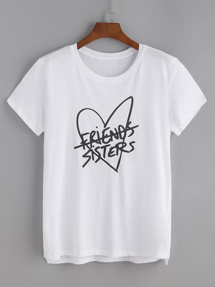 Shein Graphic Print High Low Tee