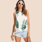 Shein Slit Layered Back Tropical Textured Top