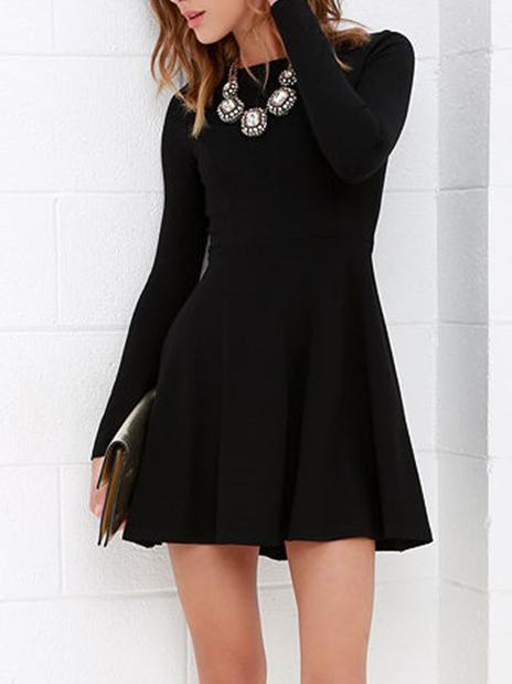 Shein Black Zipper Back Skater Dress