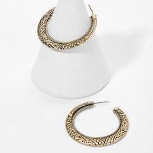 Shein Engraved Detail Cut Hoop Earrings