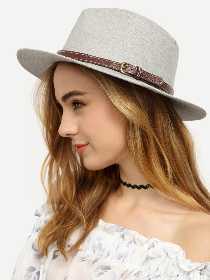 Shein Grey Retro Large Brimmed Felt Hat