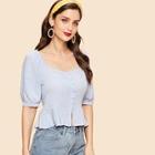 Shein Square Neck Buttoned Crop Top