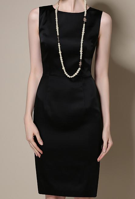 Shein Black Round Neck Sleeveless Slim Dress