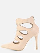 Shein Pointy Toe Cut Out Booties Nude