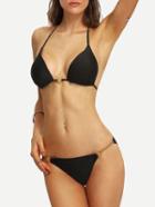 Shein Halter Metal Chain Detail Front Closure Bikini Set