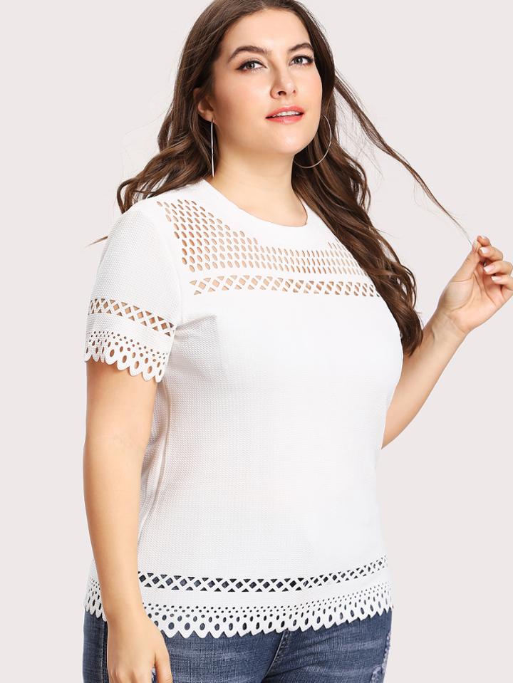 Shein Laser Cut Trim Tee