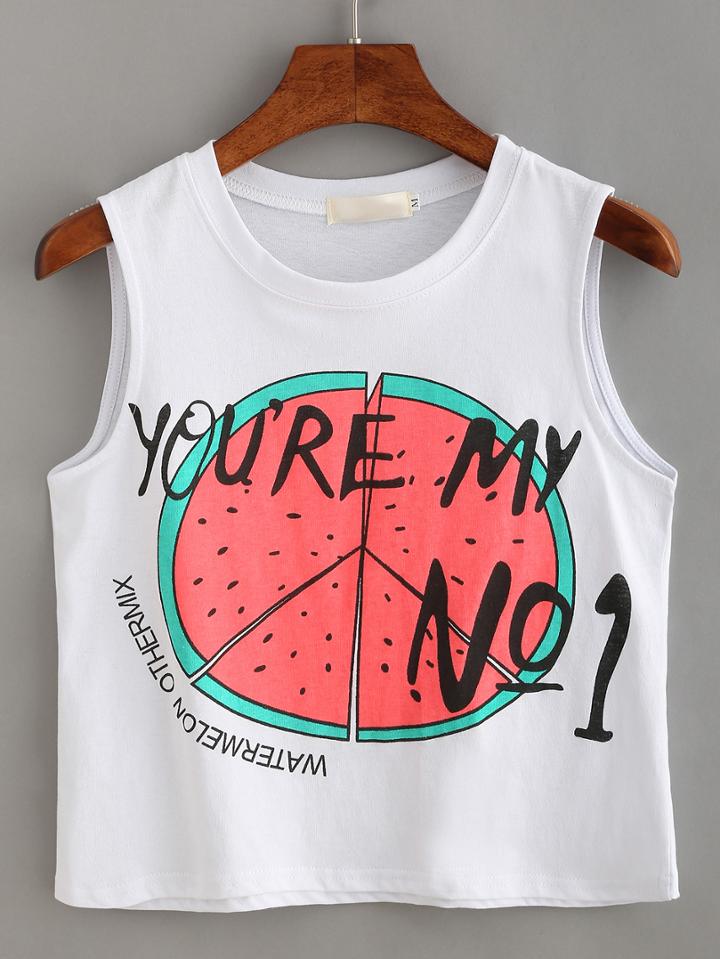 Shein Watermelon Print Crop Tank Top