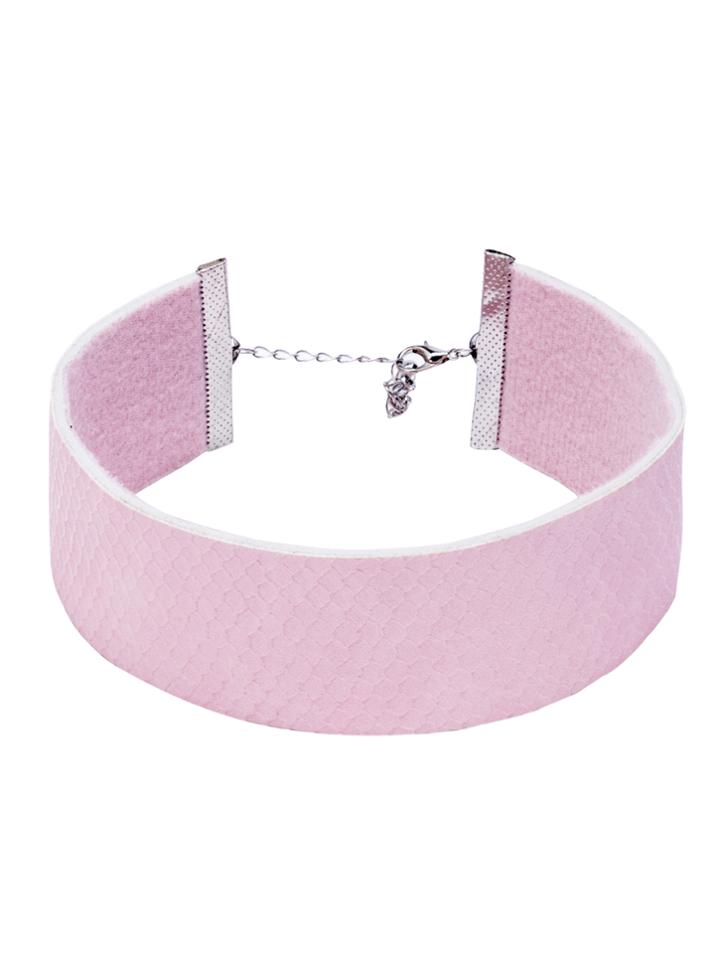 Shein Pink Snake Skin Pattern Wide Choker Necklace