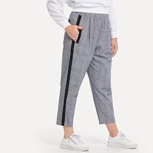 Shein Plus Plaid Tape Detail Tapered Pants