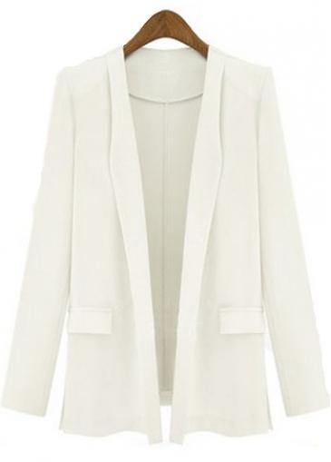 Rosewe Ol Style Turndown Collar Long Sleeve White Blazer