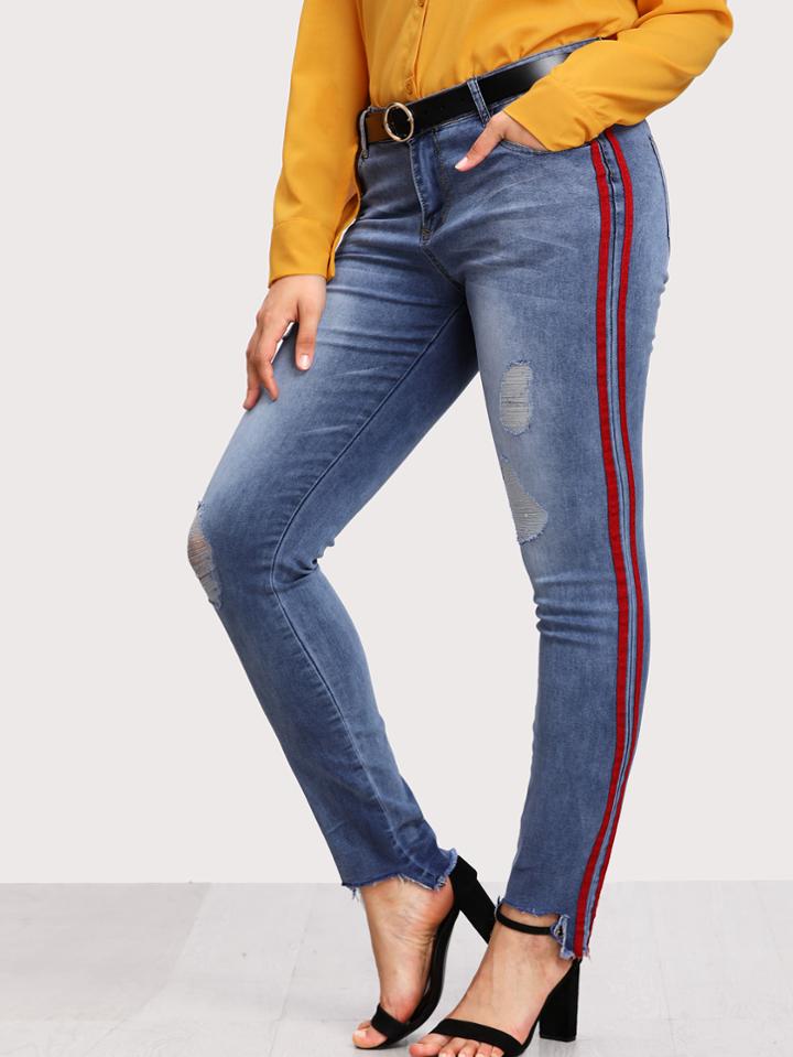 Shein Tape Side Raw Cut Hem Jeans