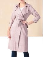 Shein Purple Lapel Tie-waist Pockets Coat