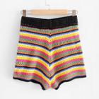 Shein Multi-stripe Hollow Out Knit Shorts