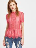 Shein Sheer Floral Lace Peplum Top