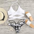 Shein Crisscross Palm Tree Print Bikini Set