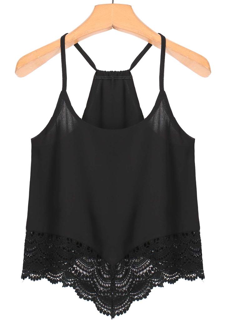 Shein Spaghetti Strap Lace Black Cami Top