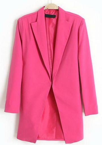 Shein Rose Pink Lapel Long Sleeve Covered Button Blazer