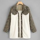 Shein Contrast Panel Leopard Print Teddy Coat