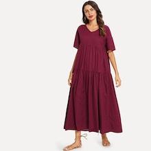 Shein V-neck Solid Tunic Dress