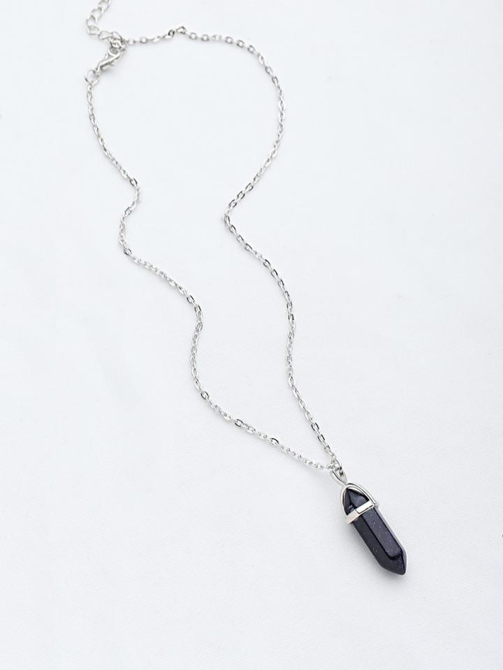Shein Contrast Stone Pendant Chain Necklace