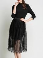 Shein Polka Dot Lace Skirt Two-piece Dress